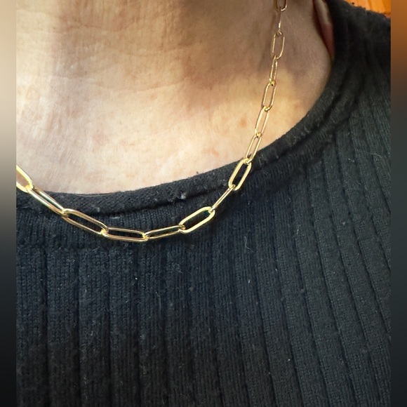 New! Sterling Gold plated paperclip Necklace - Picture 4 of 5